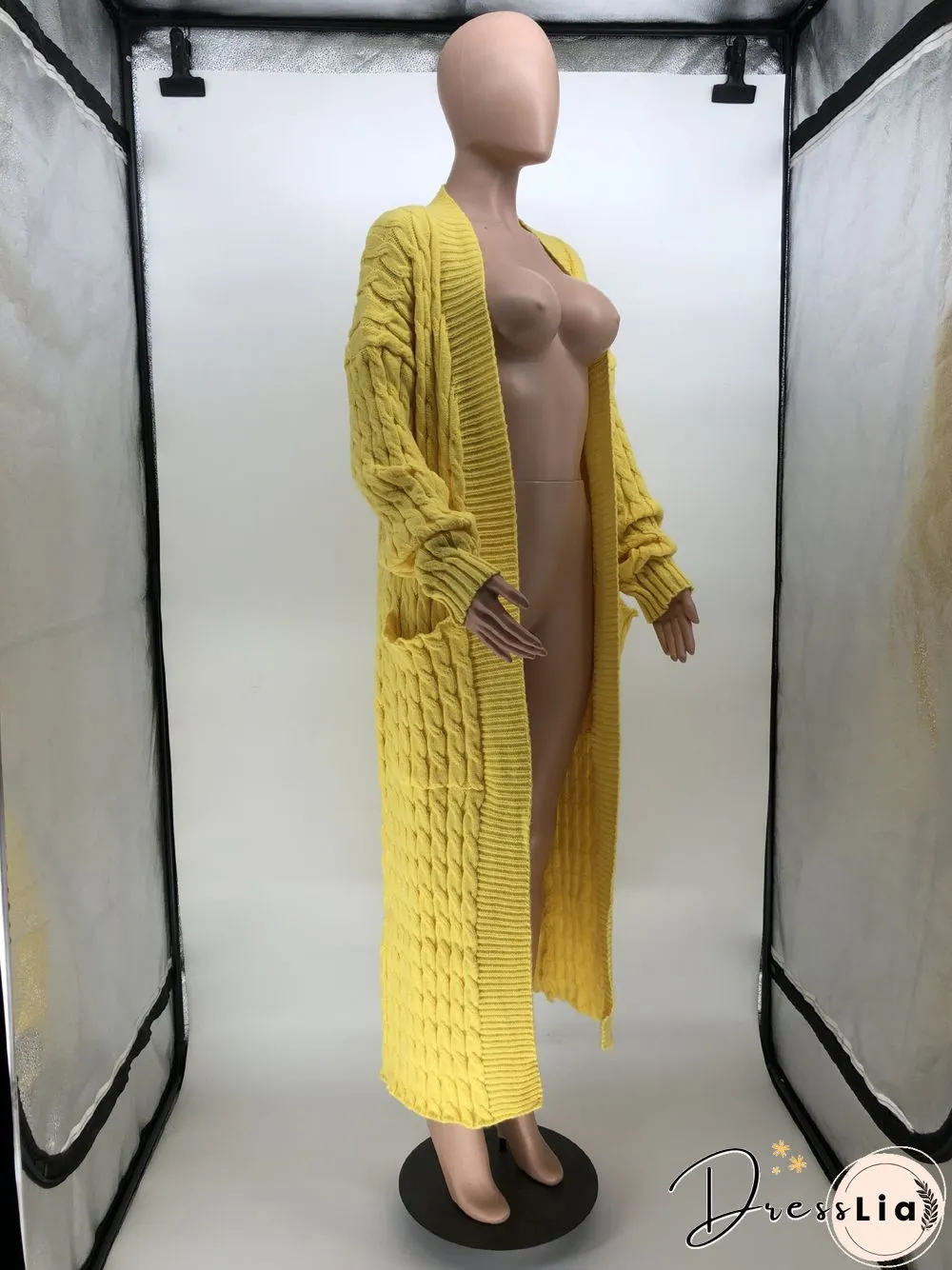 Winter Crochet Loose Long Twist Sweater Cardigan