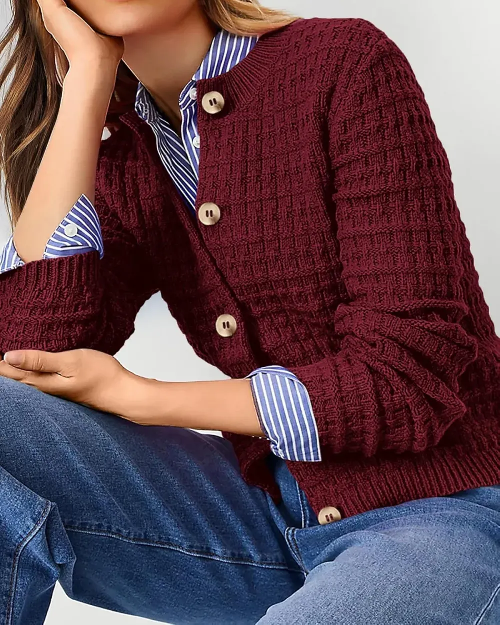 Women's Knit Cardigan Sweaters Casual Long Sleeve Open Front Button Down Trendy Jackets Outerwear