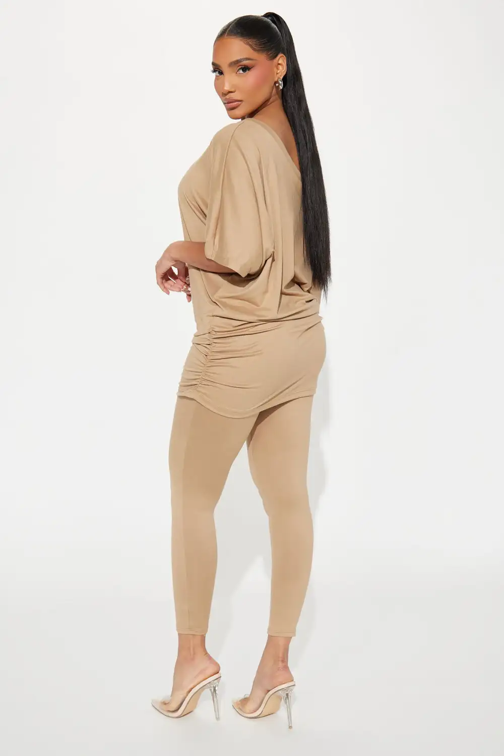 Camila Short Sleeve Legging Set - Taupe