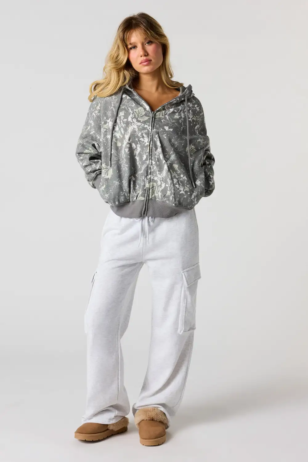 Boxy Fleece Zip-Up Hoodie