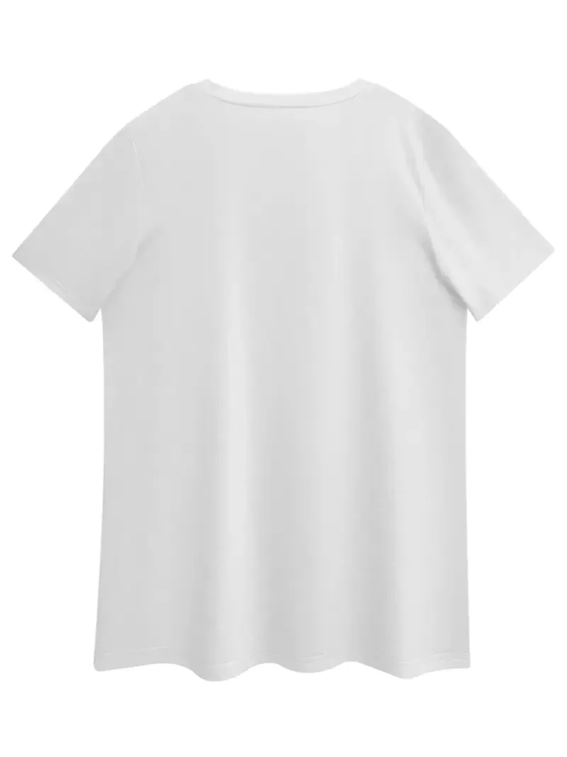 Vibrant Floral Print V Neck T-Shirt - Soft Mid-Elasticity Polyester, Casual Short Sleeve Top for Spring & Summer, Machine Washable, Semi-Sheer, Regular Length, Knit Fabric, Perfect for Womens Everyday Wear