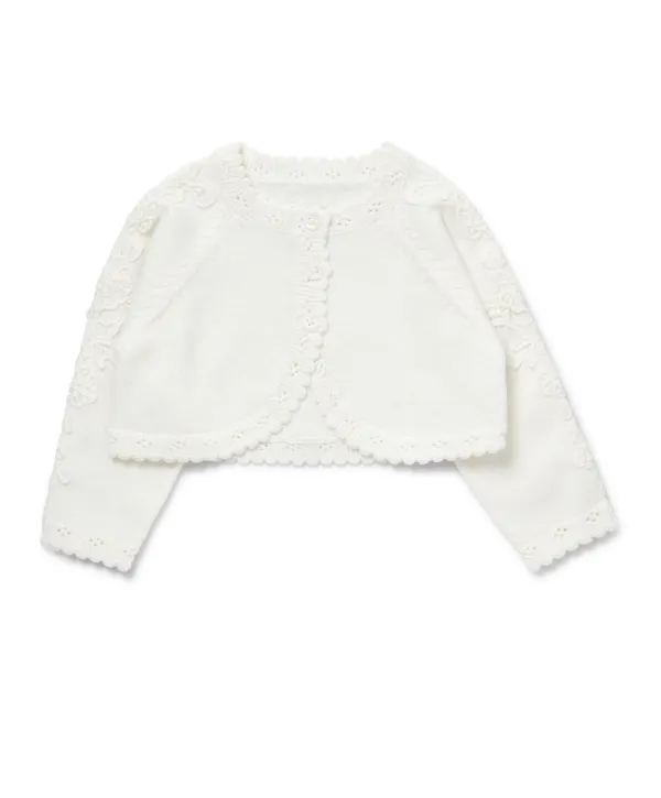 Lace Trim Cardigan - Cream
