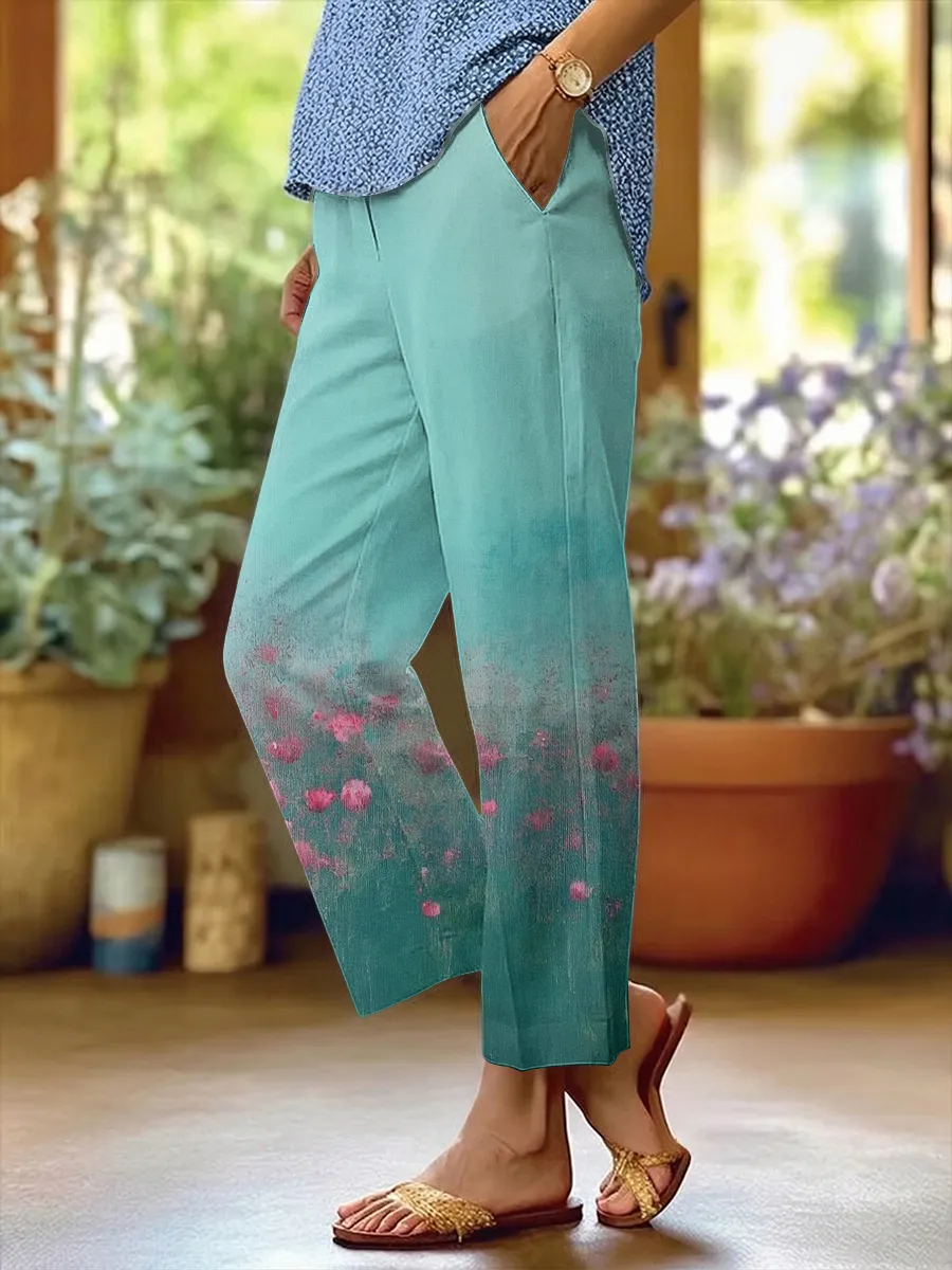 Women's Plant Flower Gradient Casual Pants