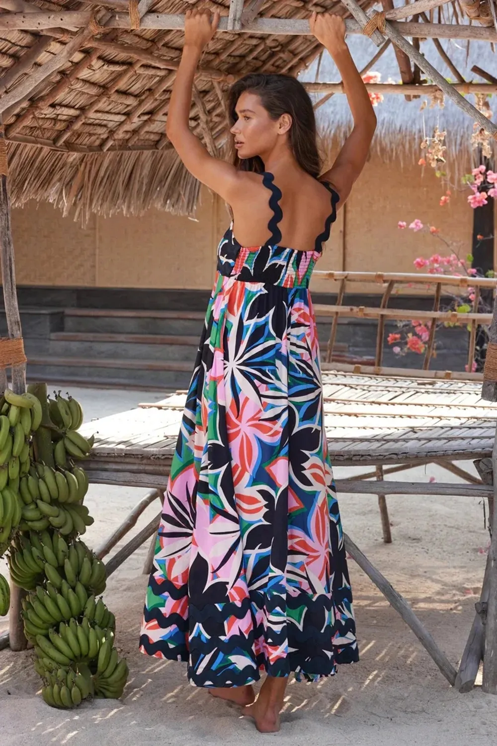Floral Wave Halter Dress