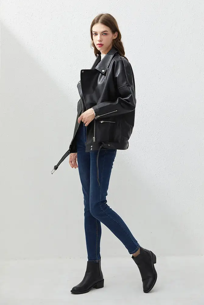 WOMEN LOOSE LEATHER JACKET