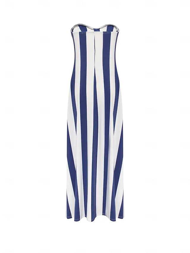 Striped Strapless Pocket Beach Jumpsuit
