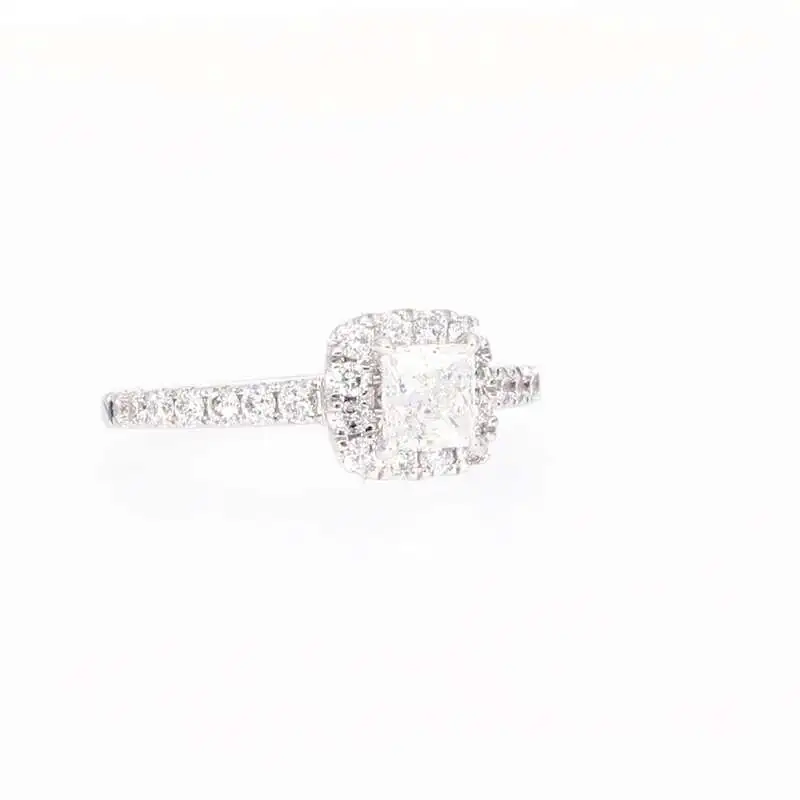 Diamond Engagement Ring 1-1/6 ct tw Princess & Round-cut 14K White Gold