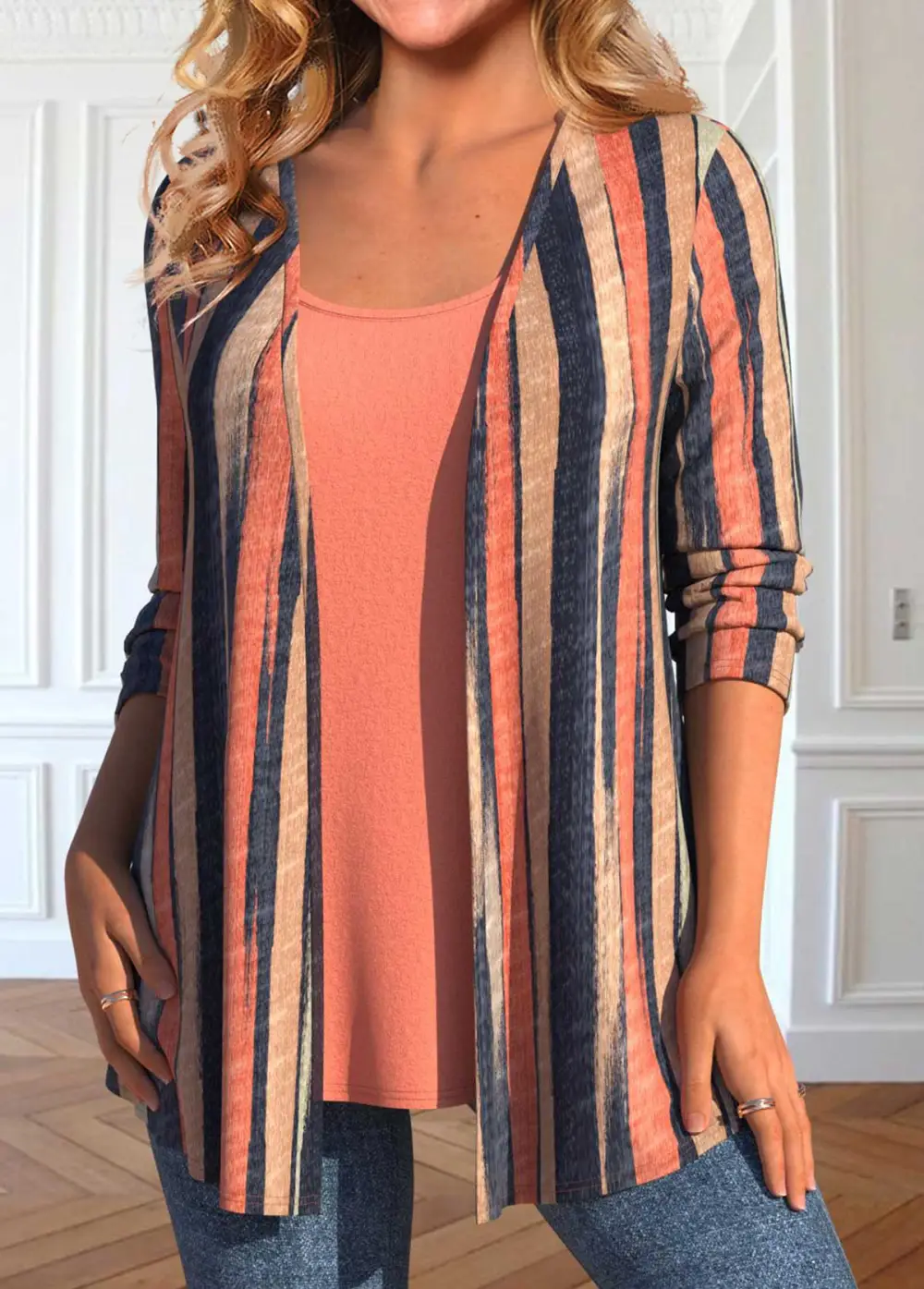 Brick Red Two Piece Cardigan and Tank Top