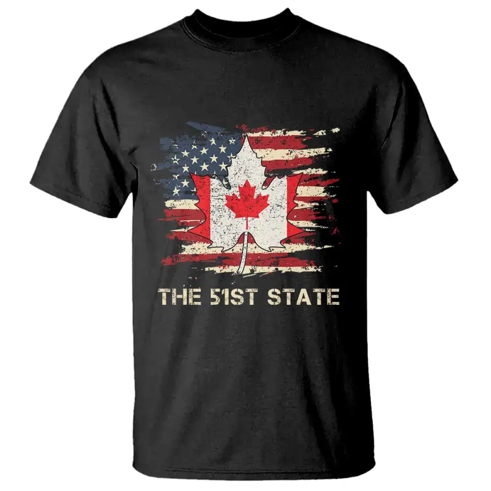 Canada The 51st State T Shirt Canadian Maple American Flag TS09
