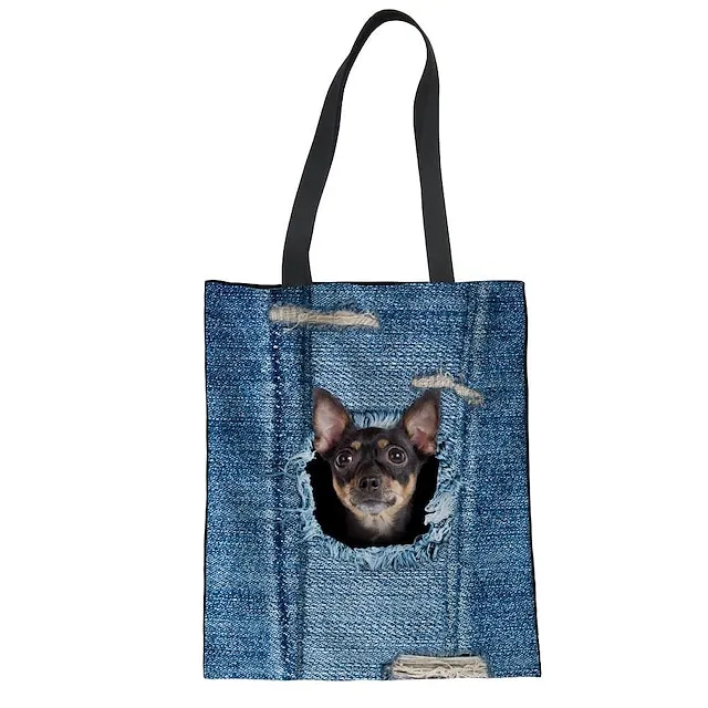 Women's Tote Shoulder Bag Canvas Tote Bag Polyester Shopping Holiday Print Large Capacity Foldable Lightweight Cat C3303Z22 CA4914Z22 CA4912Z22