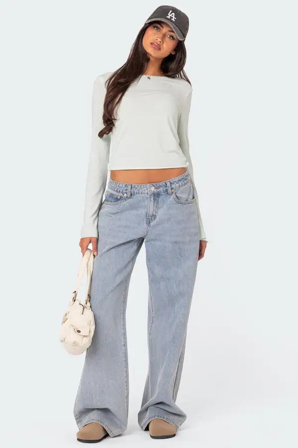 Maddison Pointelle Long Sleeve T Shirt