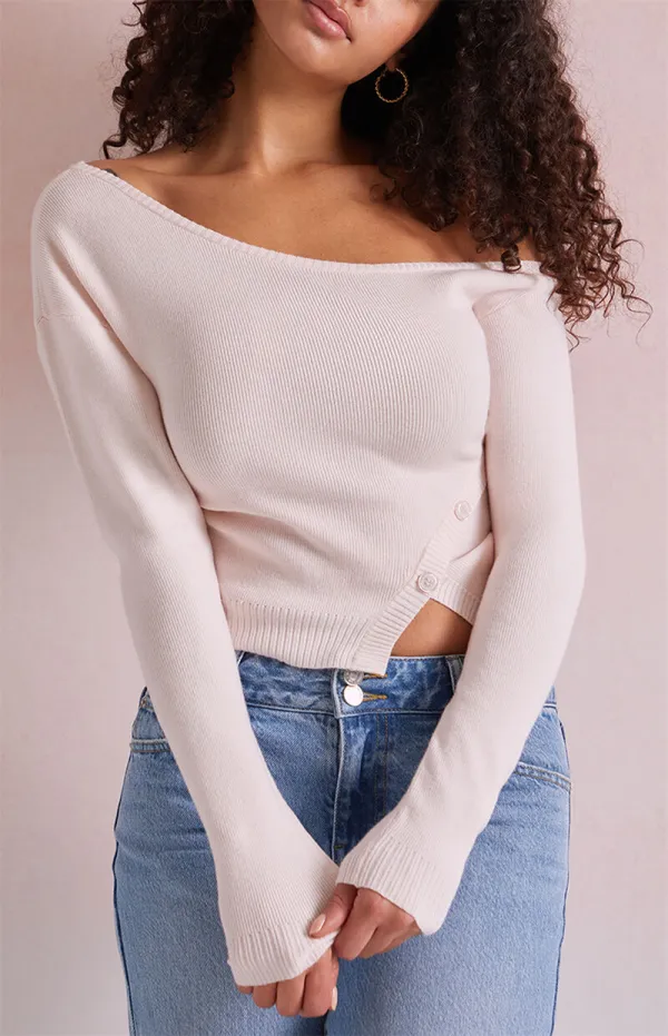 Beverly and Beck Daryn Asymmetrical Button Sweater