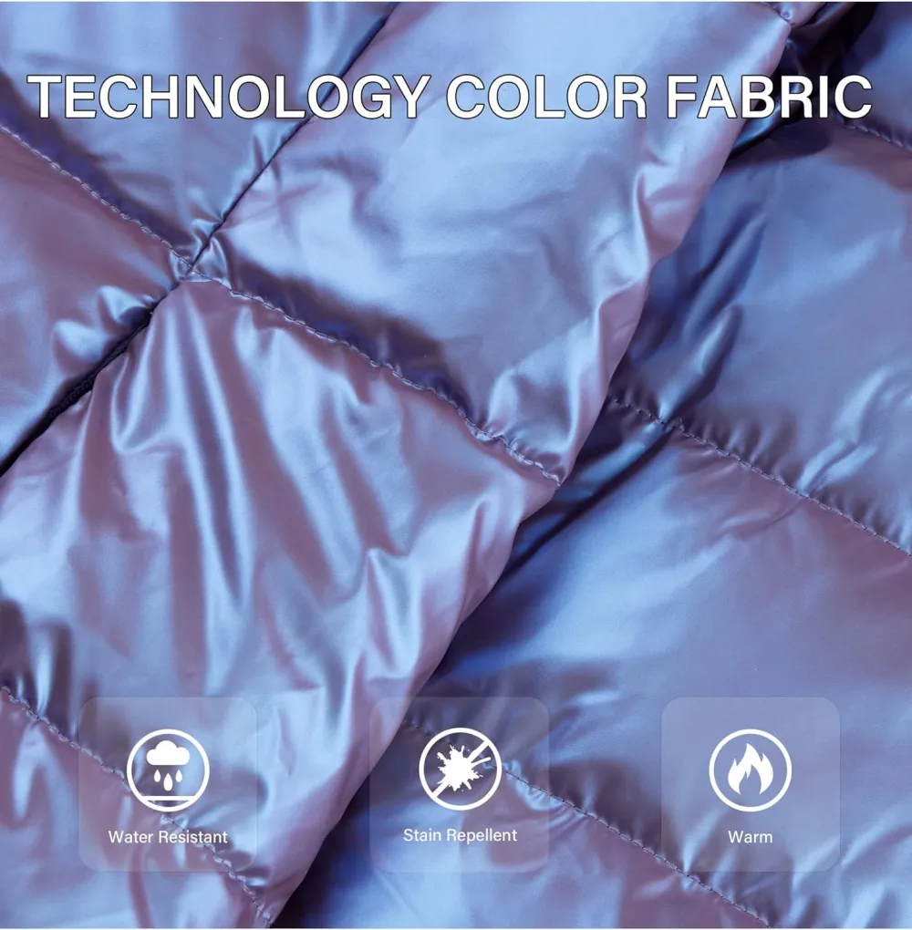 Womens Lightweight Puffer Jacket, Winter Coats for Women Warm Quilted Bubble Padded Hood Coat with Faux Fur Collar