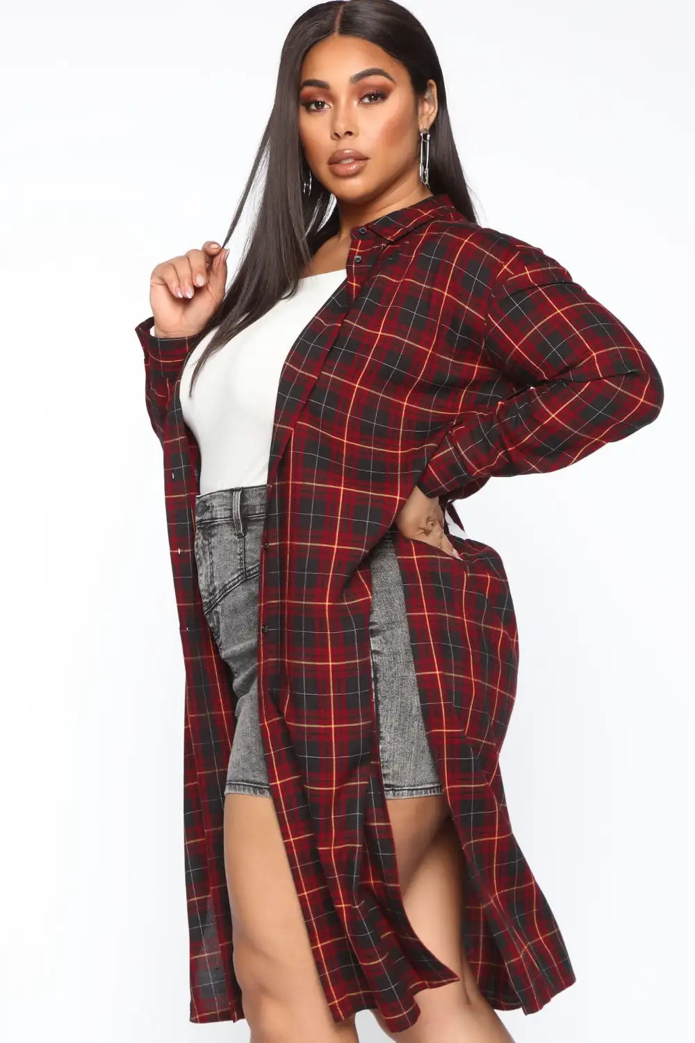 Paris Plaid Maxi Top - Red/Combo