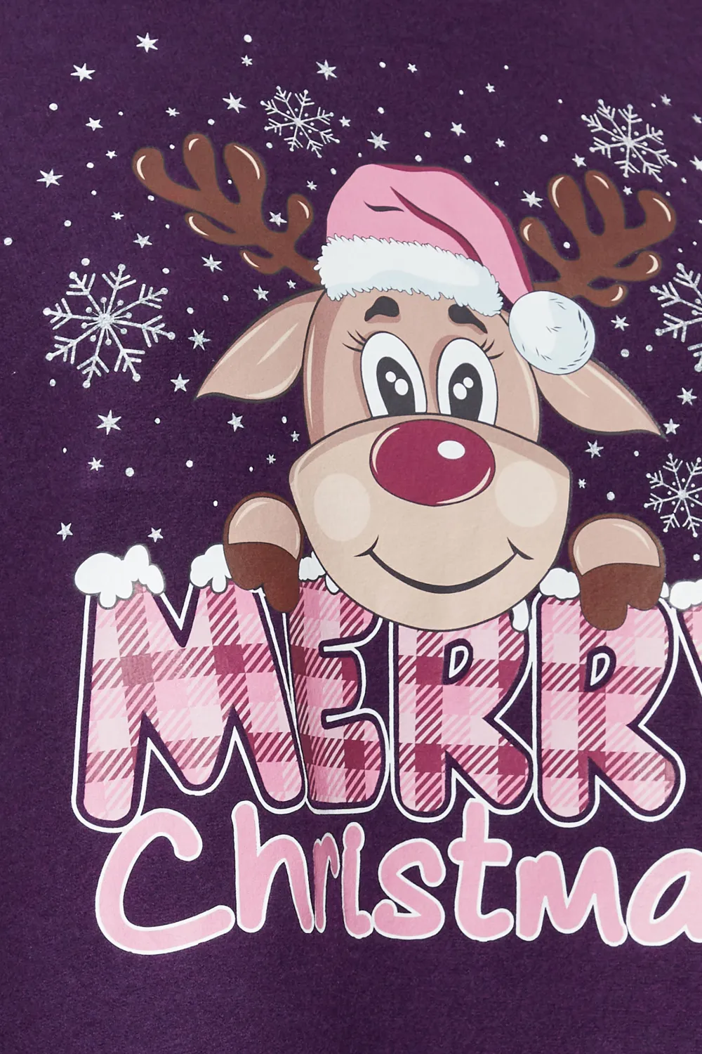 YOURS Curve Purple 'Merry Christmas' Reindeer Print Sweatshirt