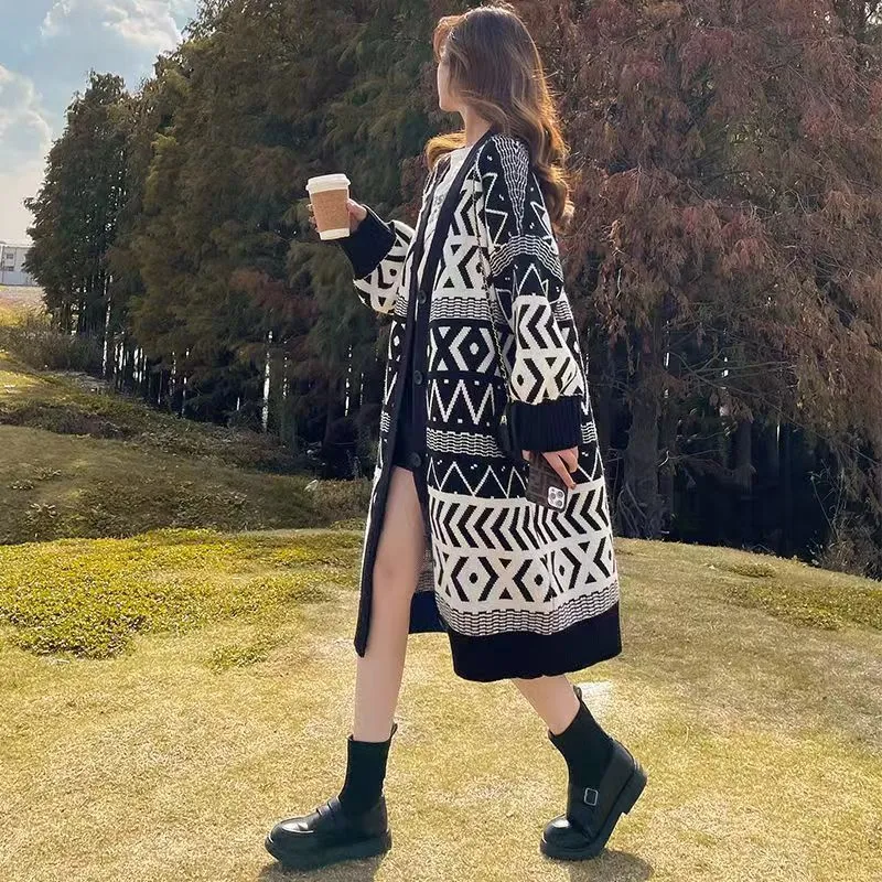 Casual Woolen Long Cardigan
