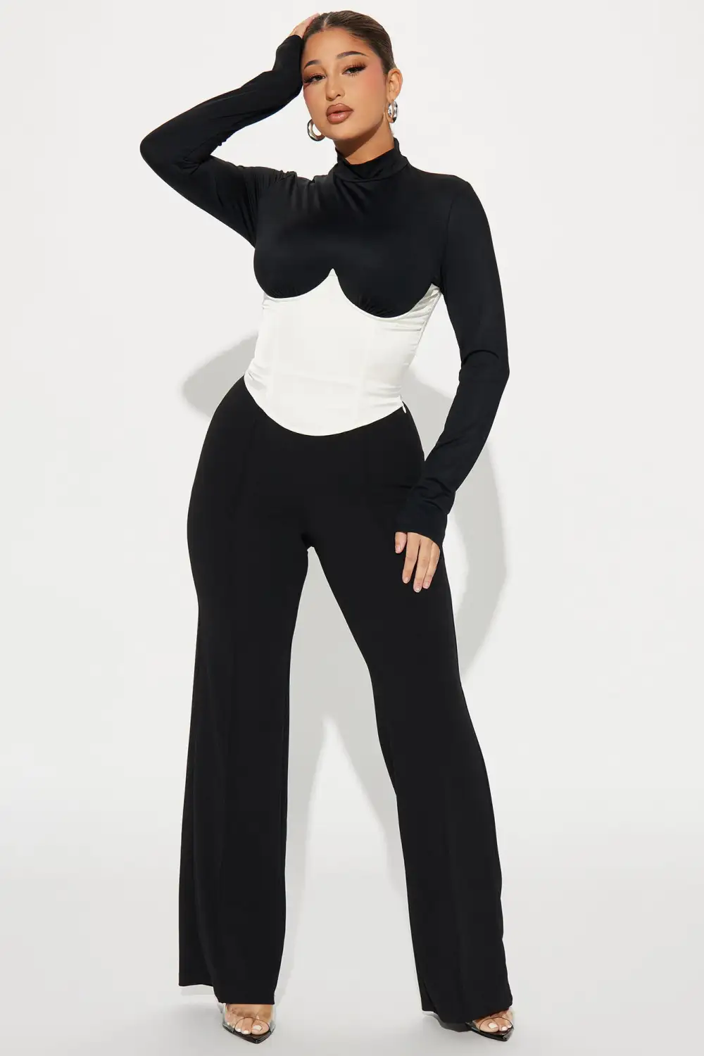 Hailey Satin Corset Top - Black/combo