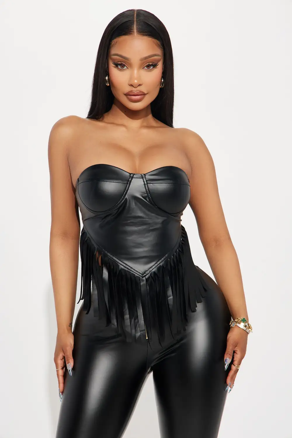 Meet And Greet Faux Leather Pant Set - Black