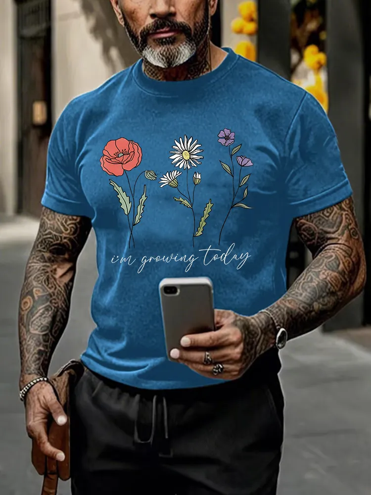 Men'S Round-Neck Short-Sleeved T-Shirt I'M Growting Today Prints