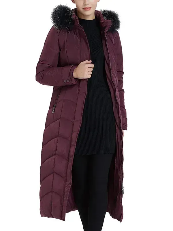 Women's hooded padded long down jacket fan fun down coat