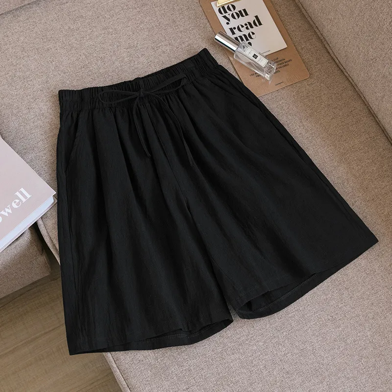 Women's high waist wide leg plus size five-point pants