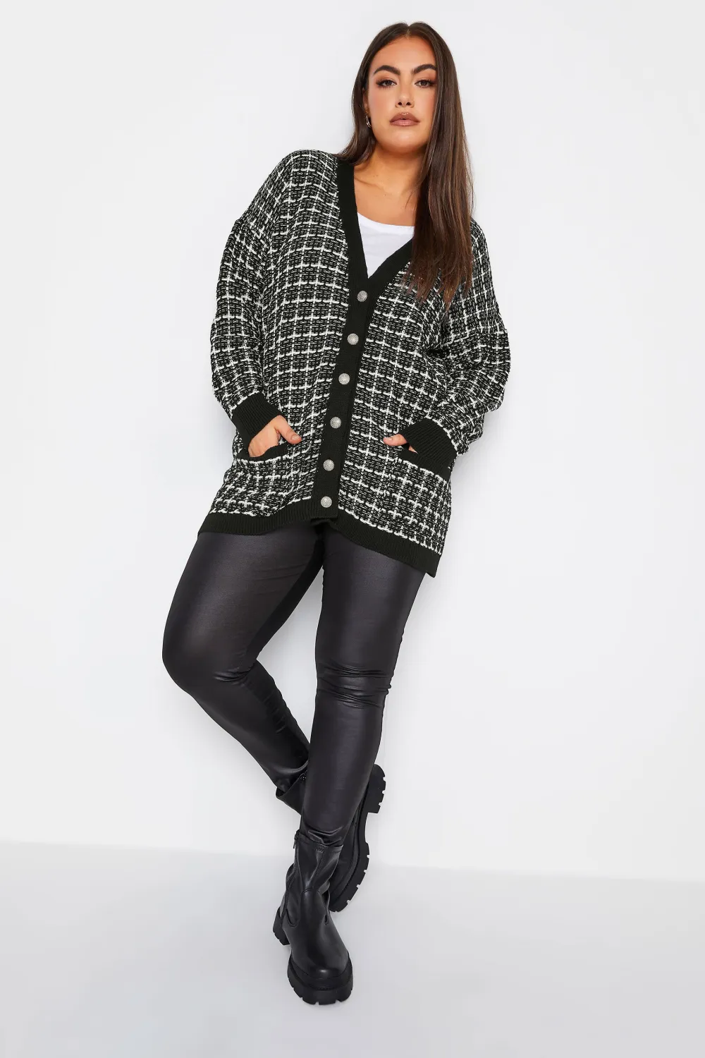 YOURS Curve Black Boucle Cardigan