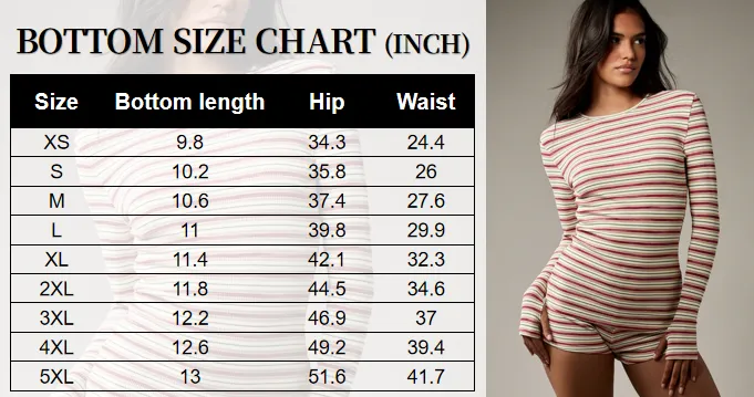 Women's Striped Knit Long Sleeve Top & High Waist Sporty Shorts Set