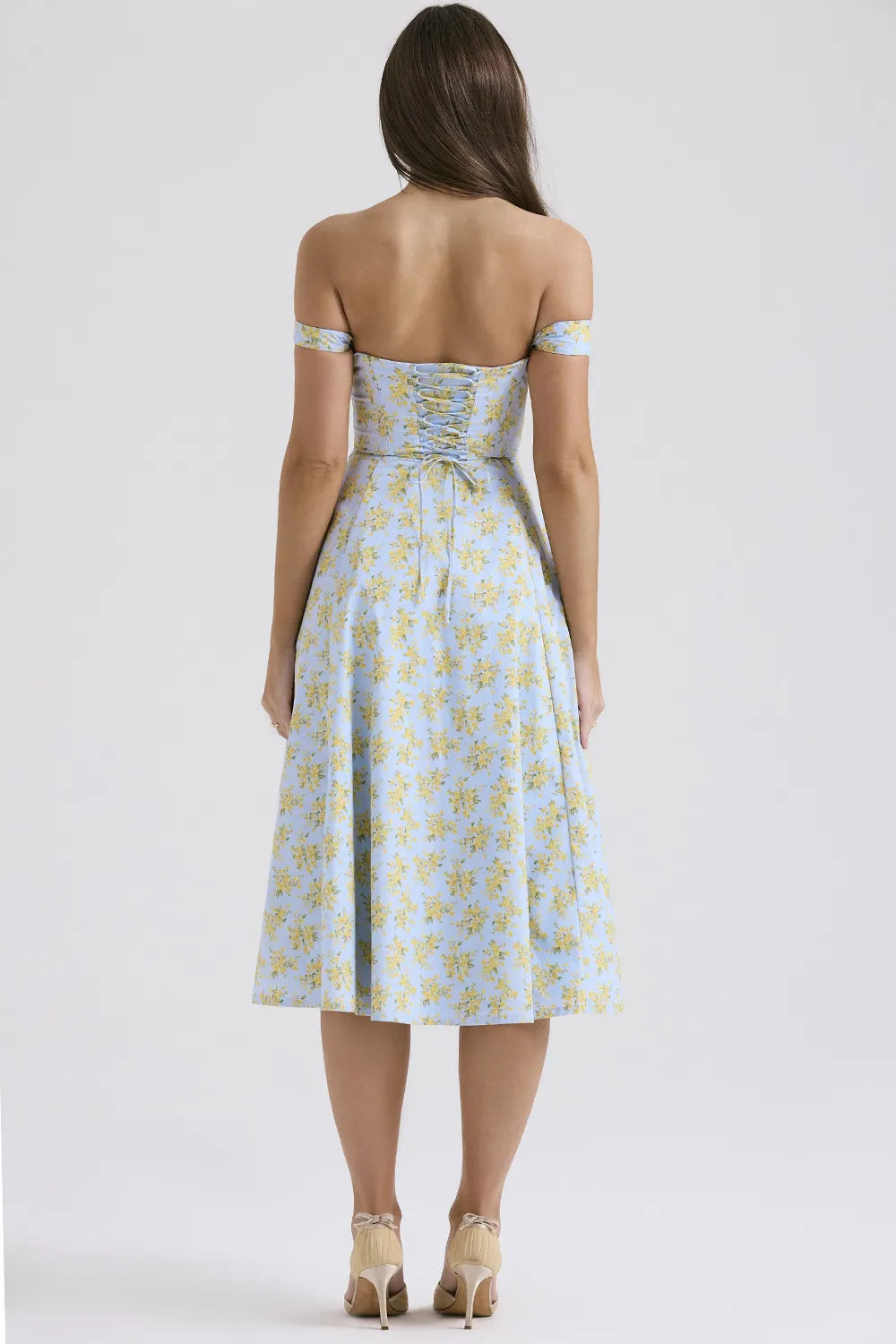 FLORAL LACE-UP CORSET A-LINE SUN DRESS