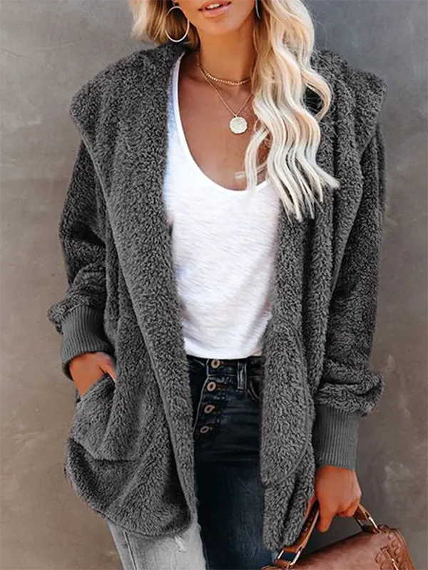 Casual Plain Teddy Jacket