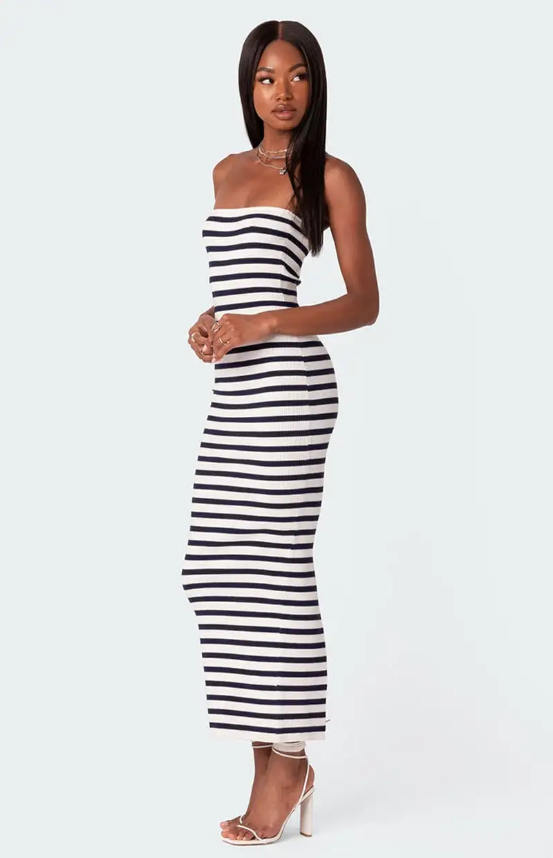 Edikted Knit Back Slitted Maxi Dress