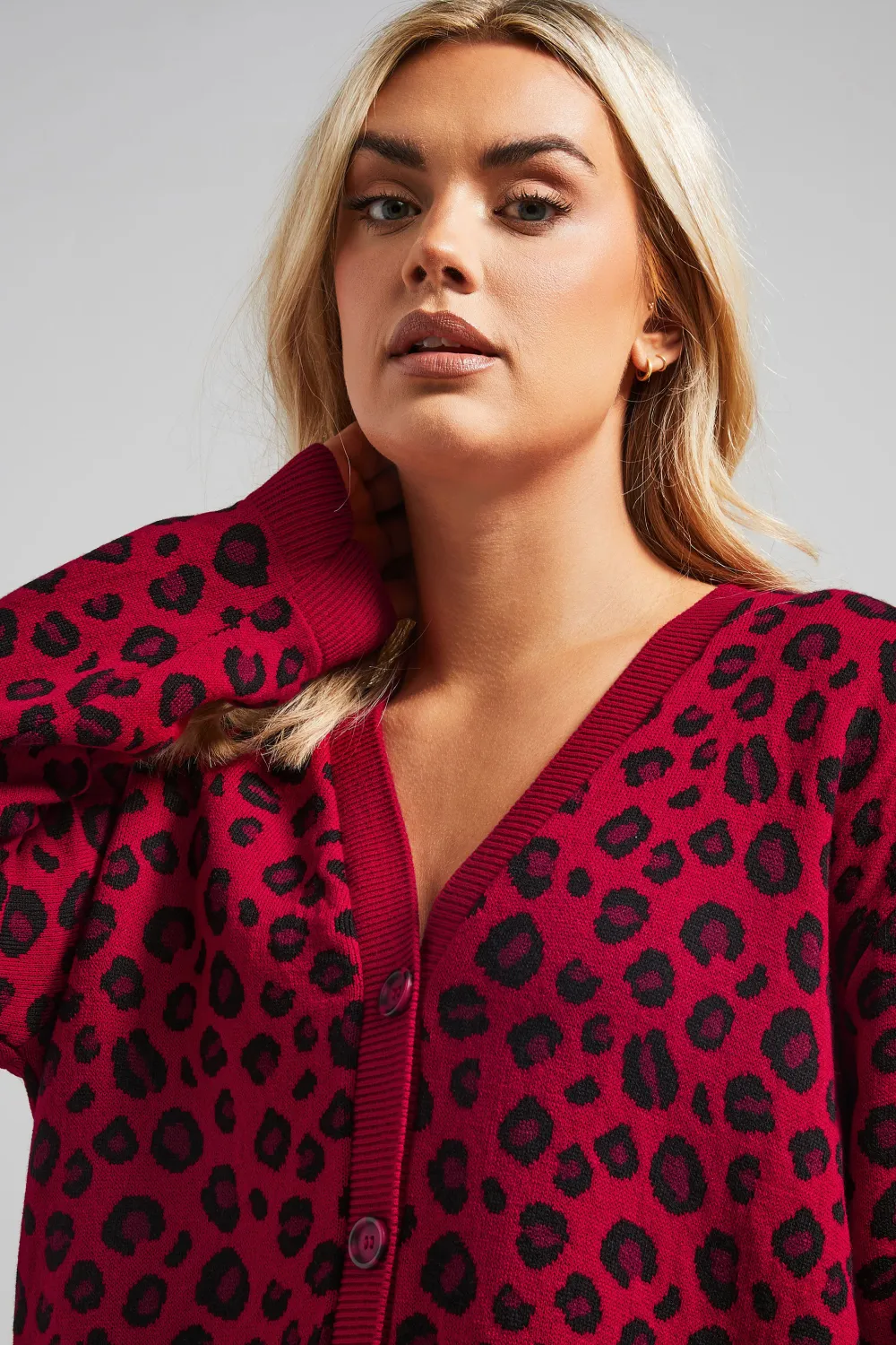 LIMITED COLLECTION Curve Burgundy Red Fairisle Knitted Cardigan