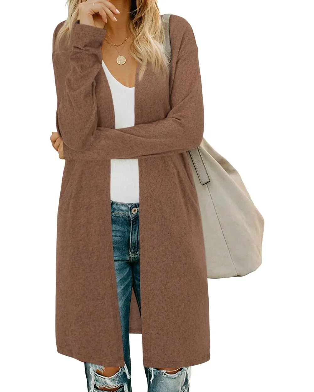 Women's Long Sleeve Lightweight Cardigan with Pockets Jacket