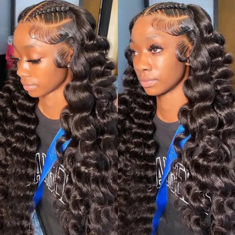 250% Density Loose Deep Wave 13x6 Full Lace Frontal Wig 100% Human Hair