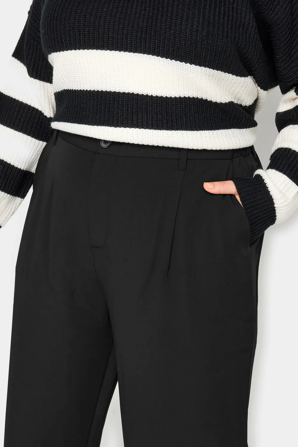 YOURS Curve Black Wide Leg Dad Trousers