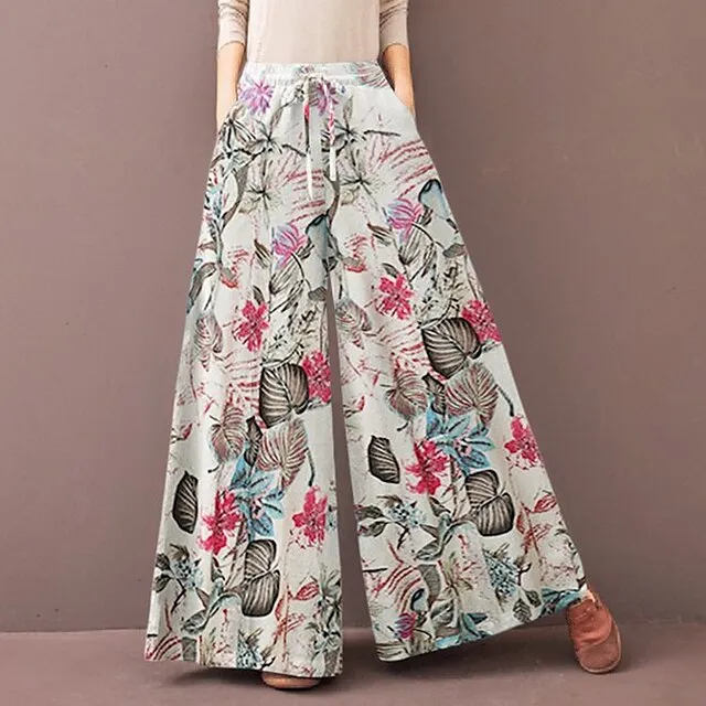 Women's Culottes Wide Leg Gauchos Pants Trousers Full Length Side Pockets Baggy Mid Waist Fashion Casual Weekend Yellow Red S M Summer Spring &  Fall