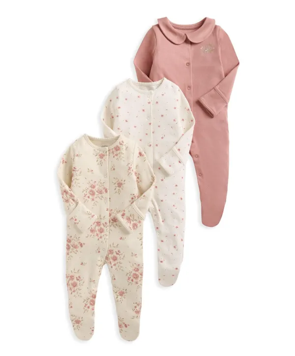 Watercolour Floral Sleepsuits (Pack of 3)