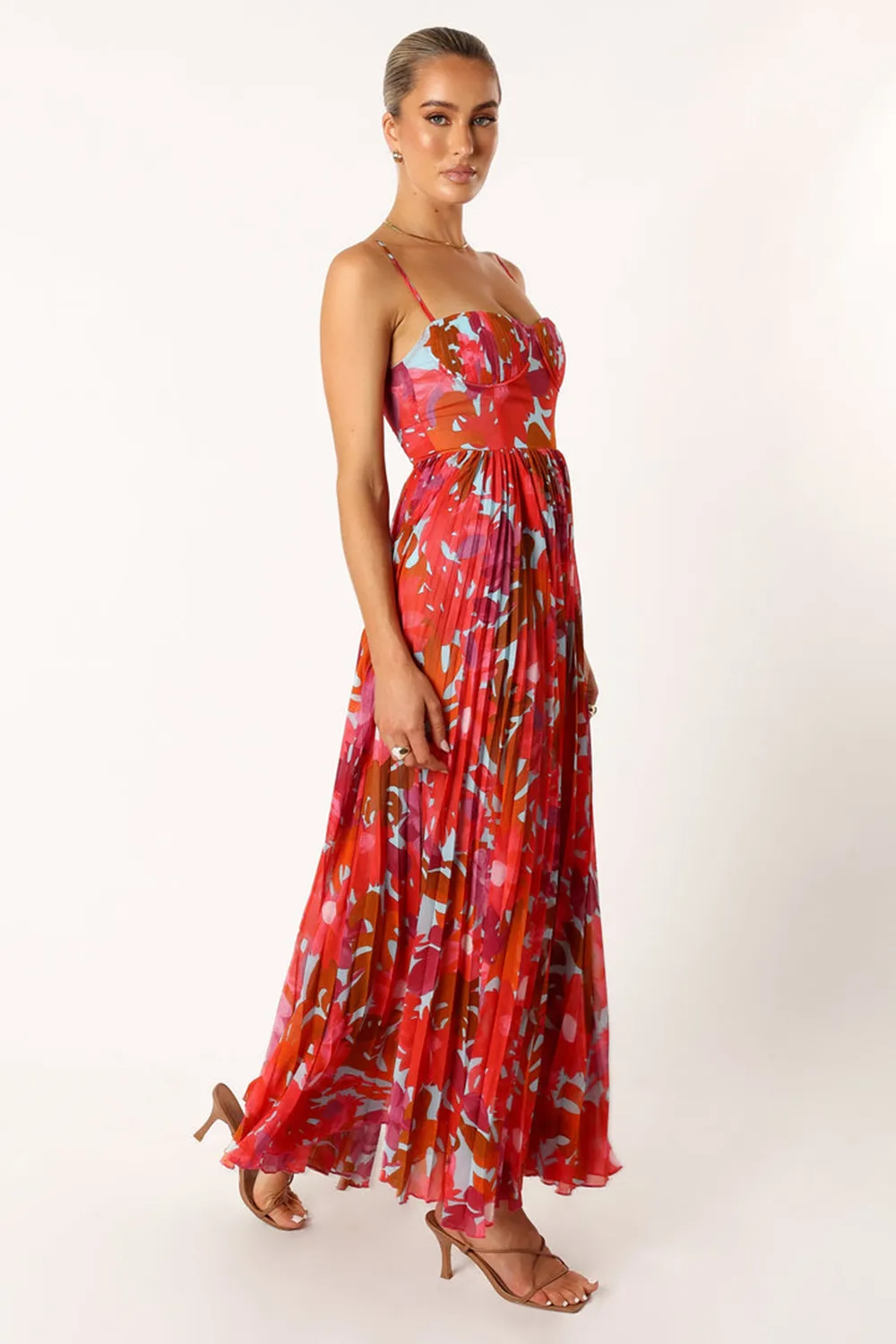 ACHANTI PLEATED MAXI DRESS - PINK AZALEA