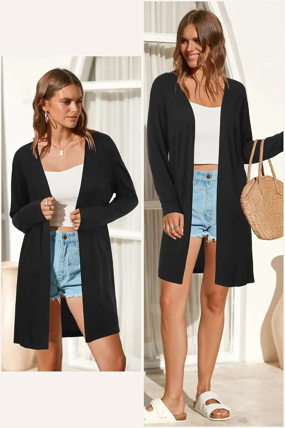 Women's Long Sleeve Lightweight Cardigan with Pockets Jacket