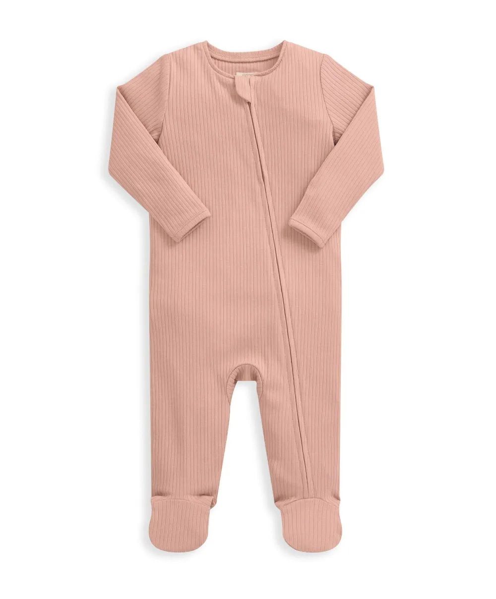 Organic All In One Sleepsuit - Dusky Pink