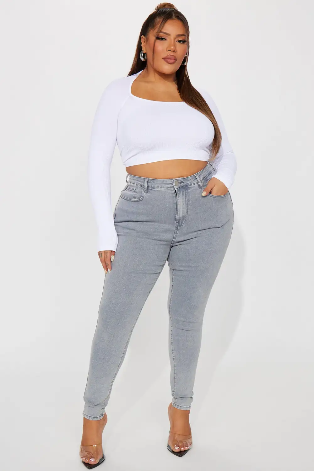 Shape Up Sculpting Stretch Skinny Jeans - Grey