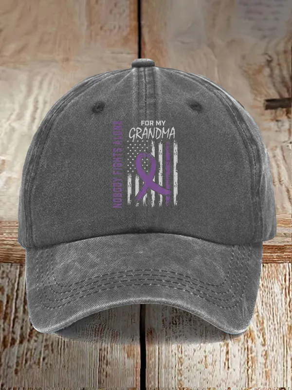 Grandma Alzheimers Awareness USA Flag Dementia Fam Baseball Caps