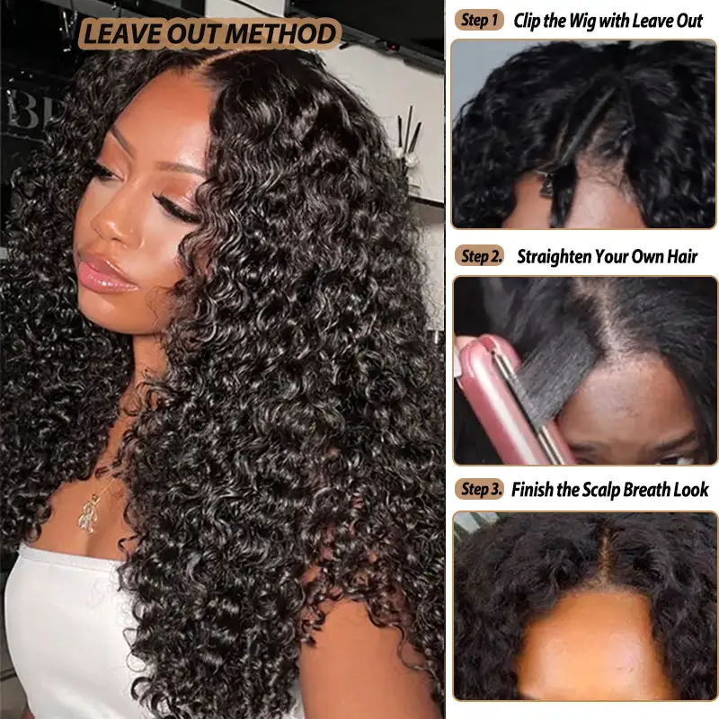 Burmese Curly V Part Wig No Leave Out Upgraded V Part Wig 100% Human Hair