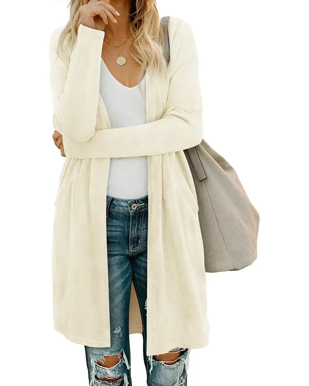 Women's Long Sleeve Lightweight Cardigan with Pockets Jacket