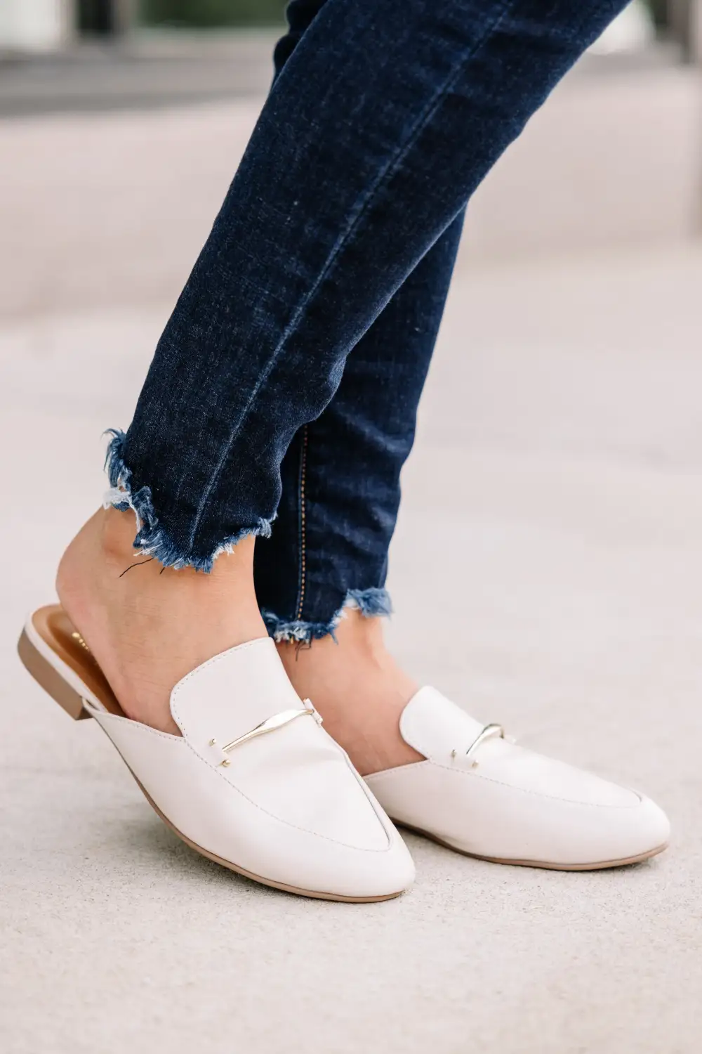 Be Your Own Boss Ivory White Flat Mules