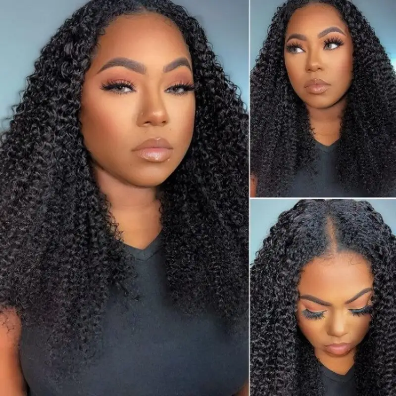 4A/4B  Kinky Curly V Part Wig No Leave Out Upgraded V Part Wig 100% Human Hair