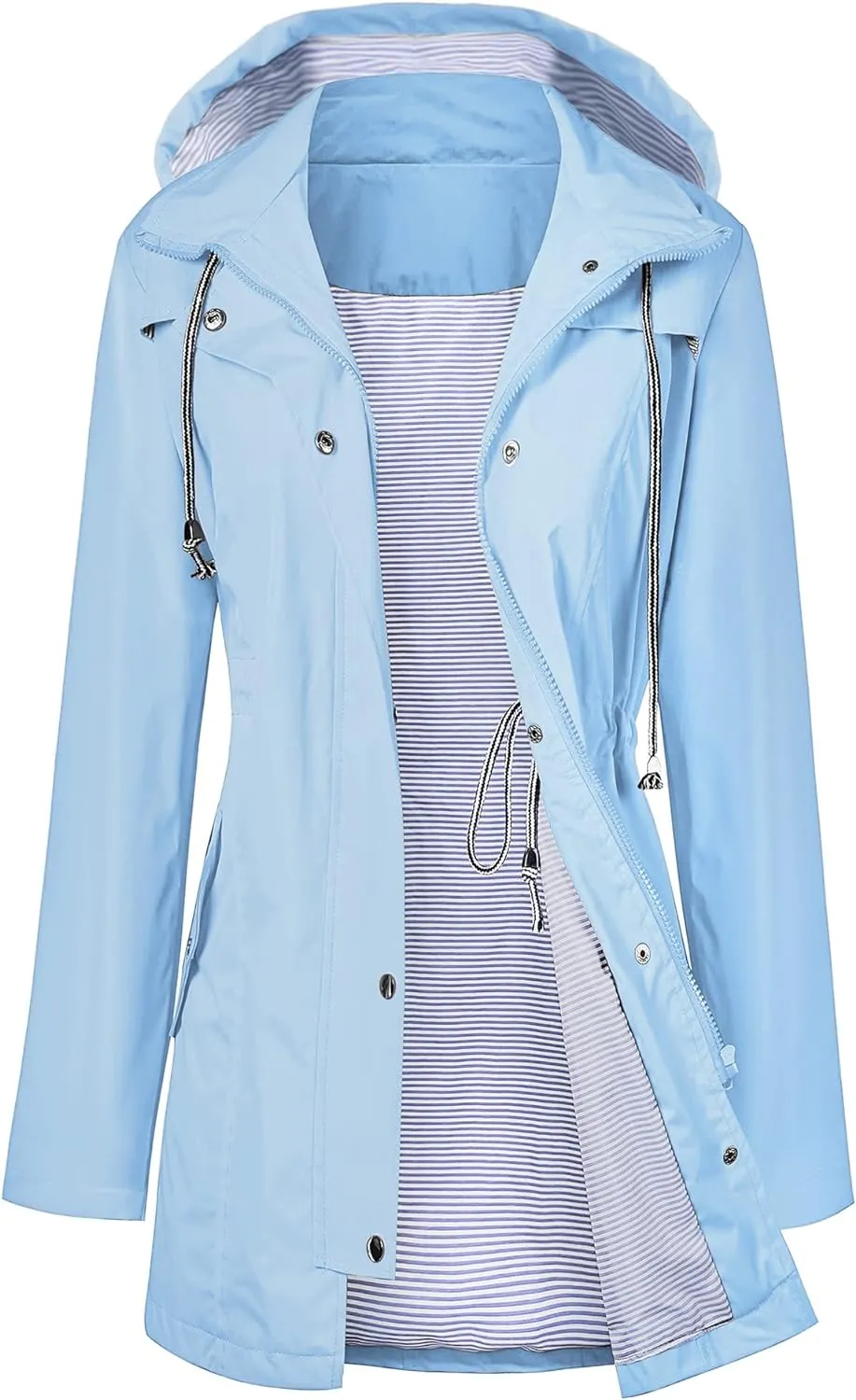 LOMON Raincoat Women Waterproof Long Hooded Trench Coats Lined Windbreaker Travel Jacket S-XXL