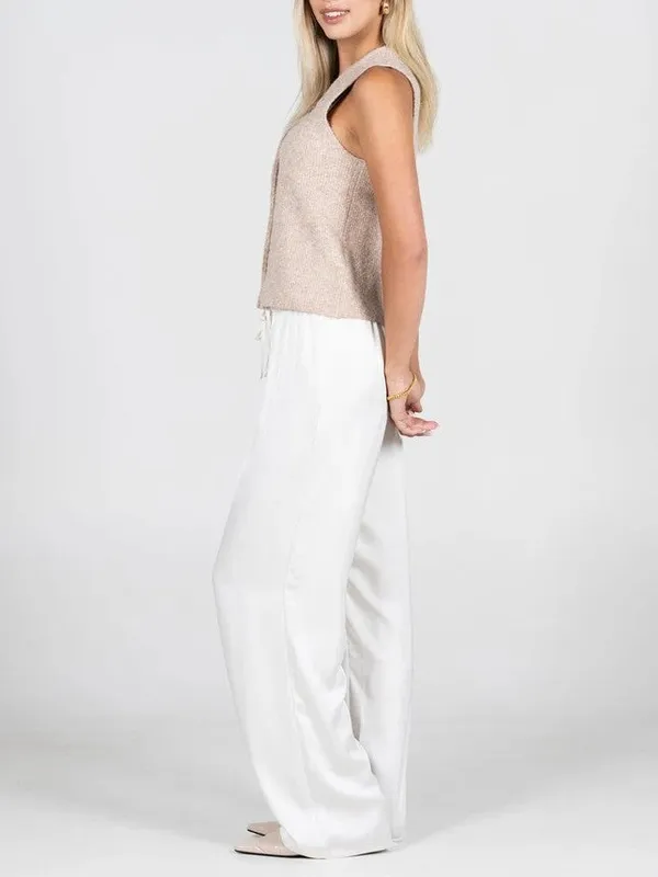 Straight Leg Satin Pull-On Pant