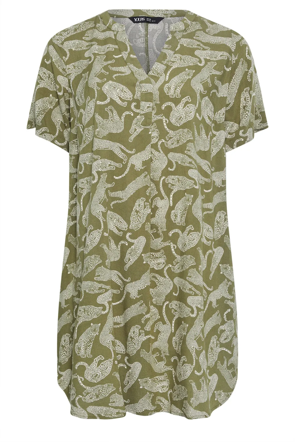 Yours Curve Green Leopard Print Tunic Dress