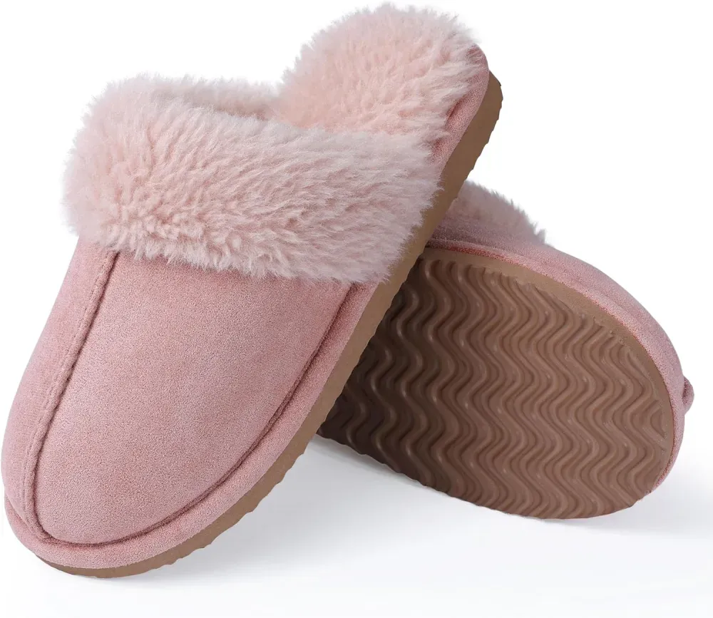 Women's Fuzzy Memory Foam Slippers Fluffy Winter House Shoes Indoor and Outdoor