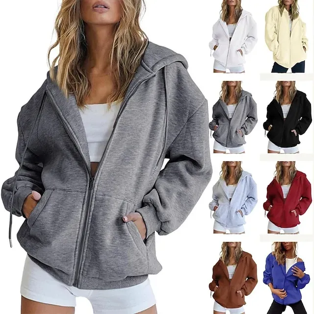 Hooded Drawstring Women's Jacket Long Sleeve Hooded Sweatshirt Athletic Warm Casual Breathable Moisture Wicking Running Sports Training Hiking Sportswear